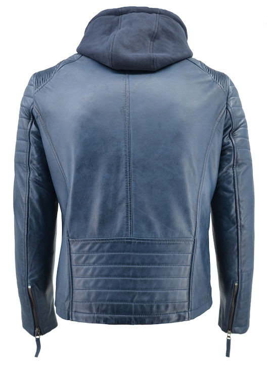 Leather Jacket Biker Blue