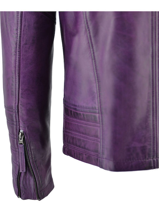 Leather Jacket Biker Purple
