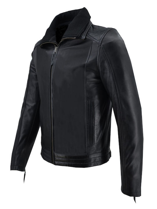 Δερμάτινα 100 Men's Leather Biker Jacket Black