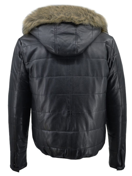 Leather Winter Jacket Black