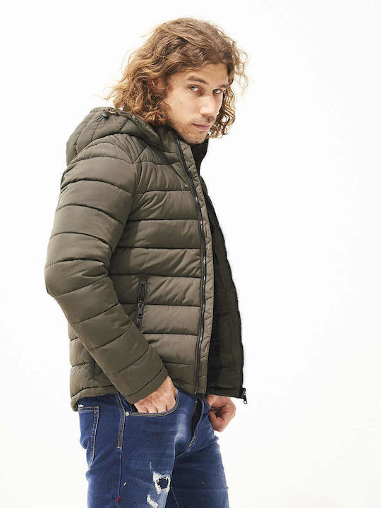 Beltipo Herren Winter Jacke Puffer Wasserdicht Χακί