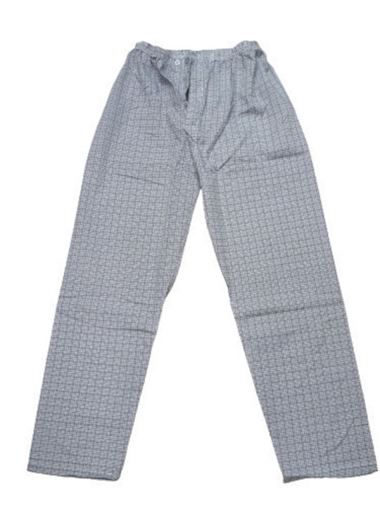 Gazzaz by Vienetta Men's Summer Cotton Checked Pajamas Set Gray