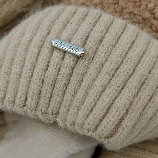 Pom Pom Beanie Frauen Beanie Gestrickt in Beige Farbe