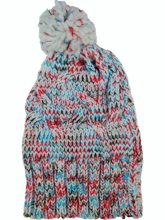 Pom Pom Beanie Unisex Beanie mit Strickmuster