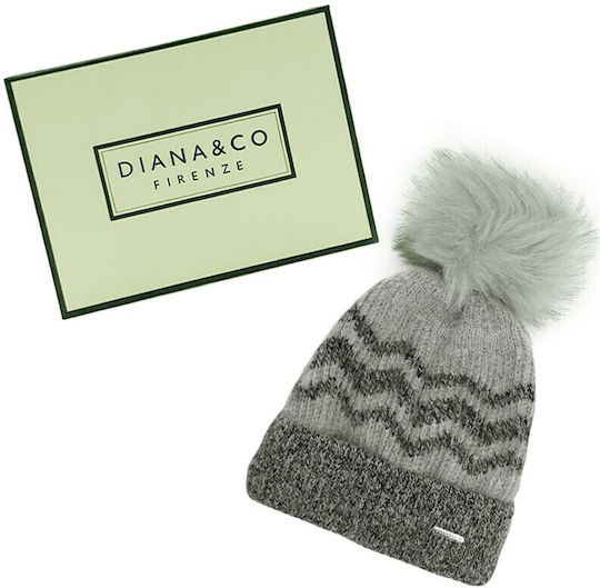 Pom Pom Beanie Frauen Beanie Gestrickt in Gray Farbe