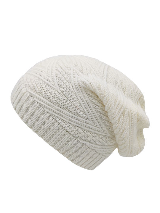 Beanie Γυναικείος Σκούφος Πλεκτός σε Λευκό χρώμα