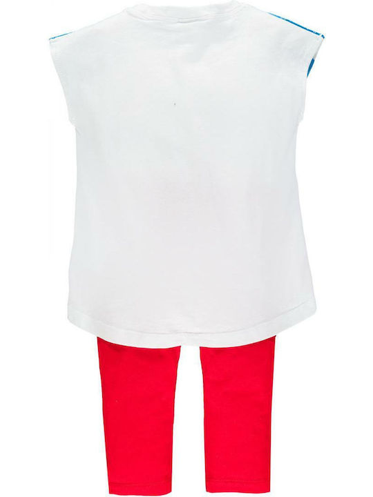 Mek Kids Set with Shorts Summer 2pcs White +legging 3/4