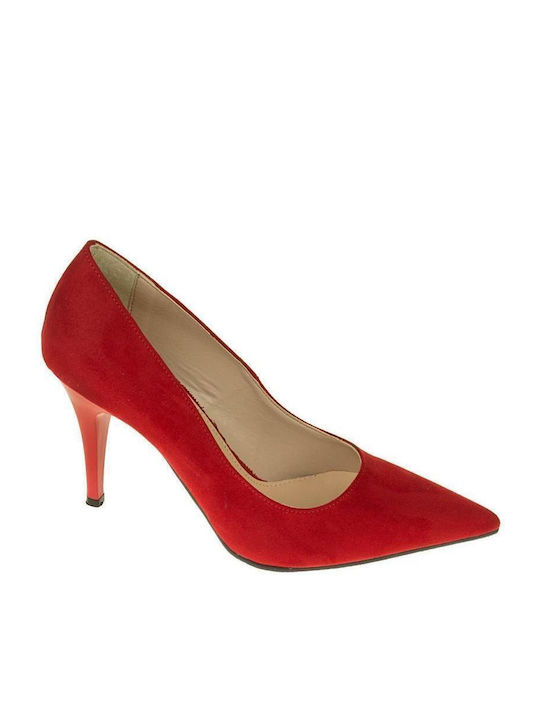 Stefania Suede Pointed Toe Red Heels Shoes