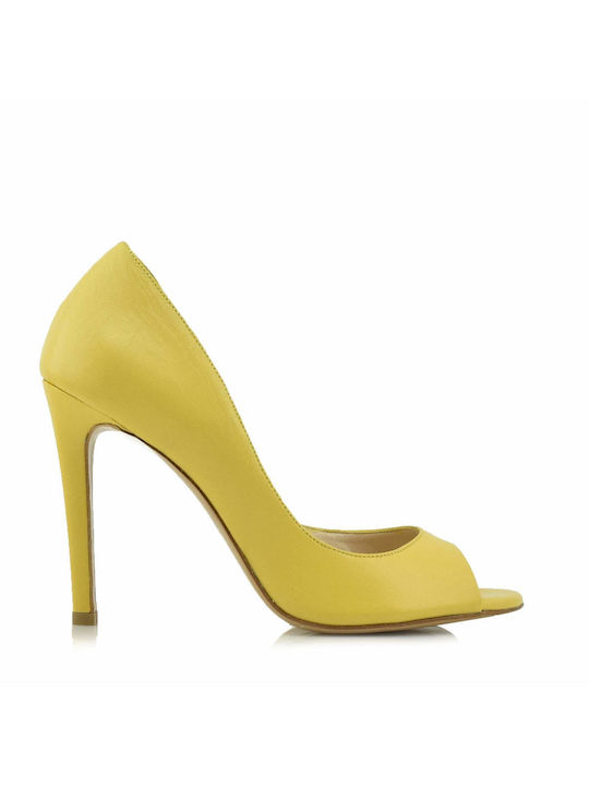 Aris Tsoubos Designer Leder Pumps mit Stiletto-Absatz Gelb