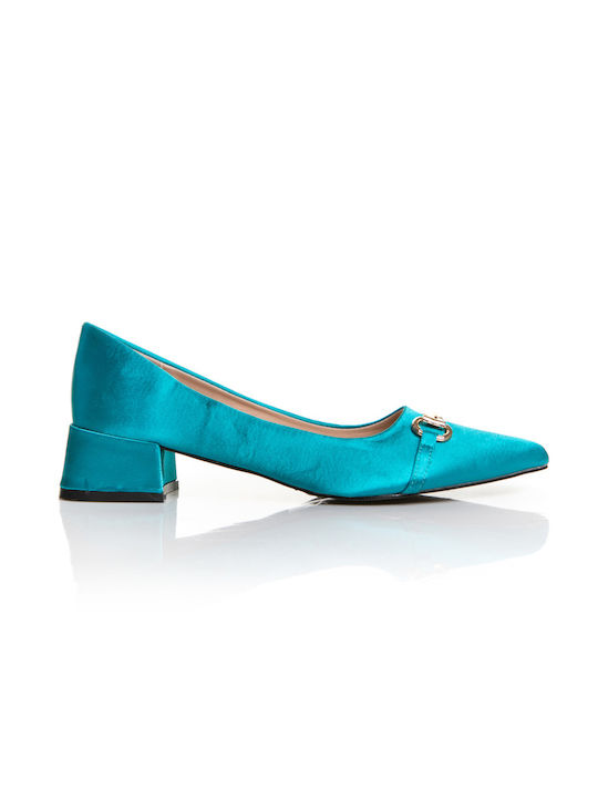 Shoe Art Pointed Toe Blue Low Heels