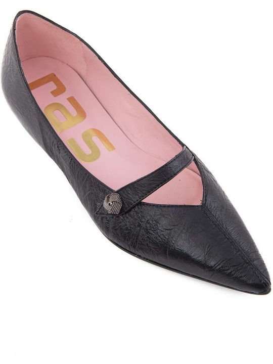 Ras Leather Pointy Ballerinas Black