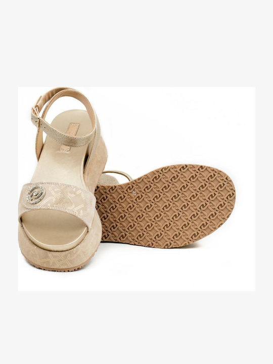 Frida Women's Flat Sandals Flatforms in Beige Color