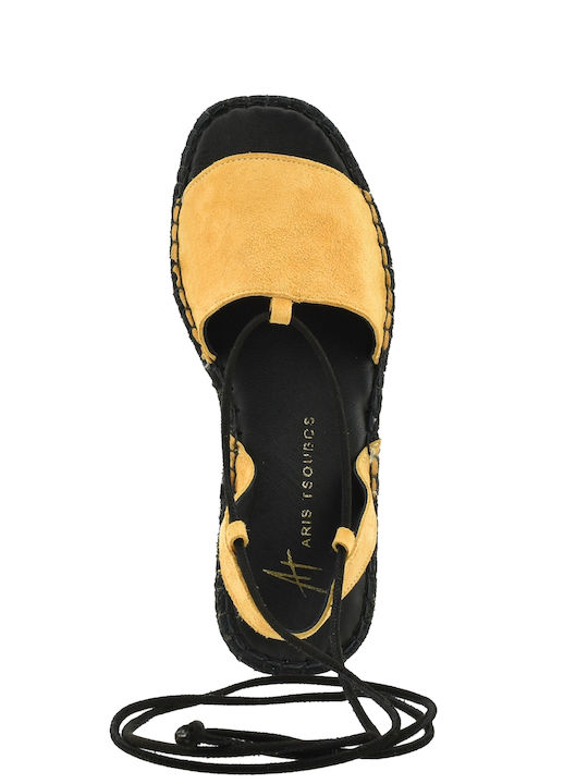 Leder Flache Sandalen für Damen in Gelb Farbe