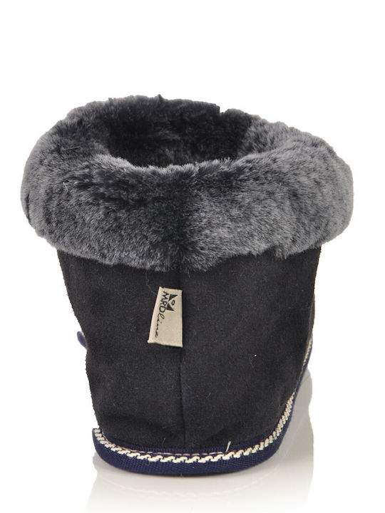 Closed Leather Women's Slippers Navy Blue