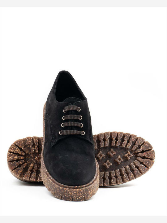Serraje Leder Damen Derby in Schwarz Farbe