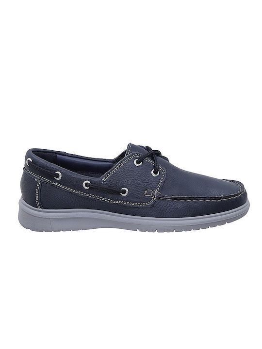 Imac Men's Leather Boat Shoes Blue