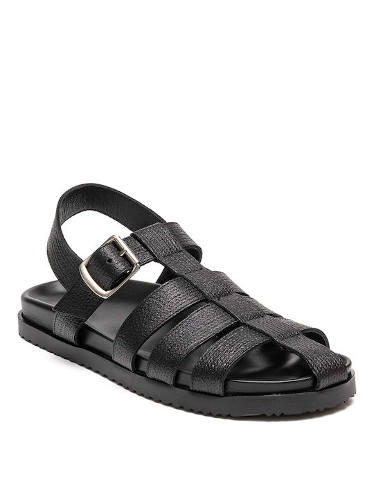 Perlamoda Leder Herrensandalen in Schwarz Farbe