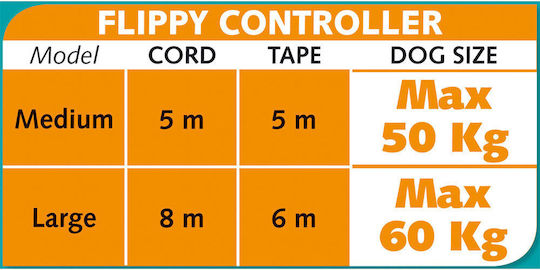 Ferplast Πτυσσόμενο Λουρί/Οδηγός Σκύλου Ιμάντας Flippy Controller Cord Medium σε Γκρι χρώμα 5m έως 50kg