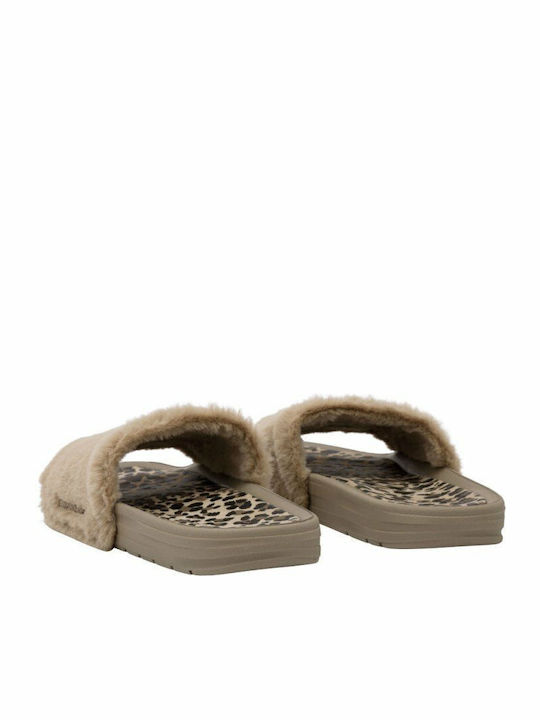 Peggy Tan Slides Leopar În Culoare Bej