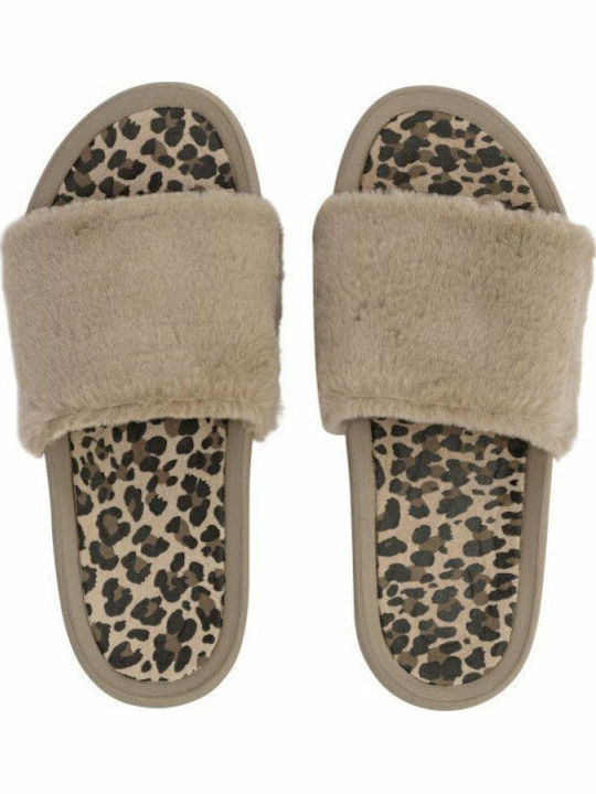Peggy Tan Slides Leopar În Culoare Bej