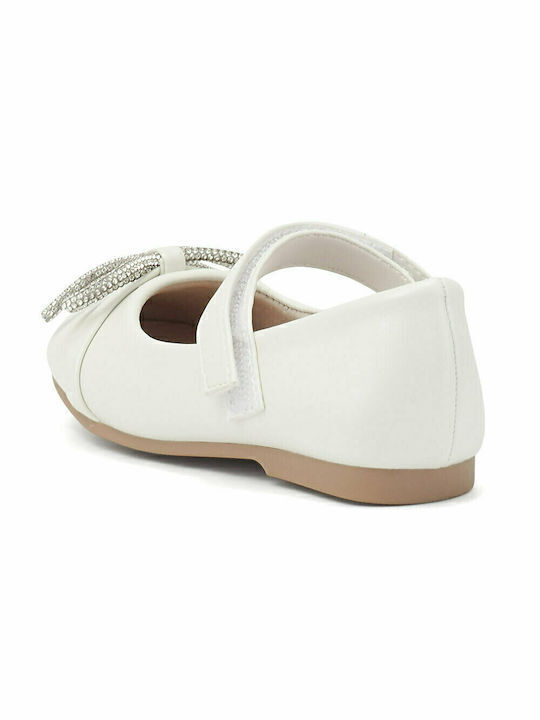 Kids Anatomic Leather Ballerinas Stl with Hoop & Loop Closure Beige