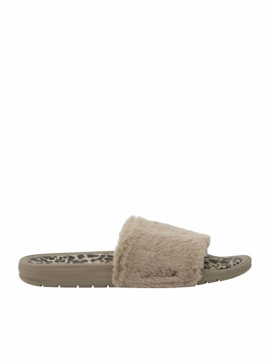 Peggy Tan Slides Leopar În Culoare Bej