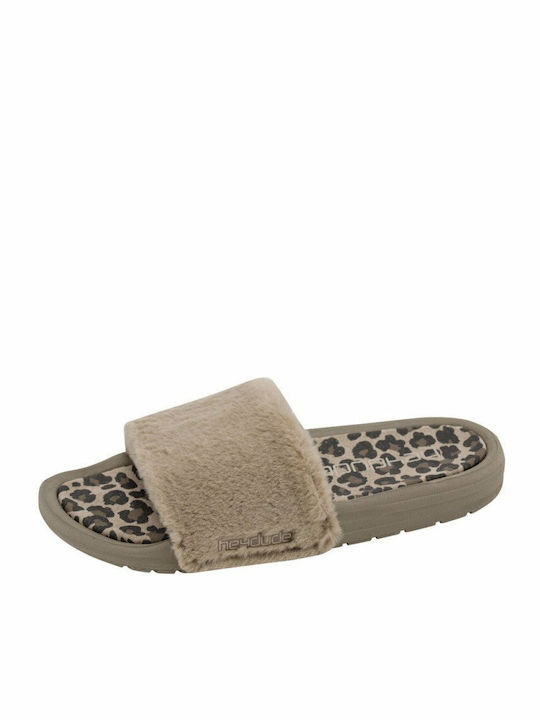 Peggy Tan Slides Leopar În Culoare Bej