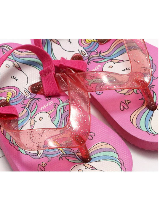 Girls Flip Flops with Ankle Strap Fuchsia