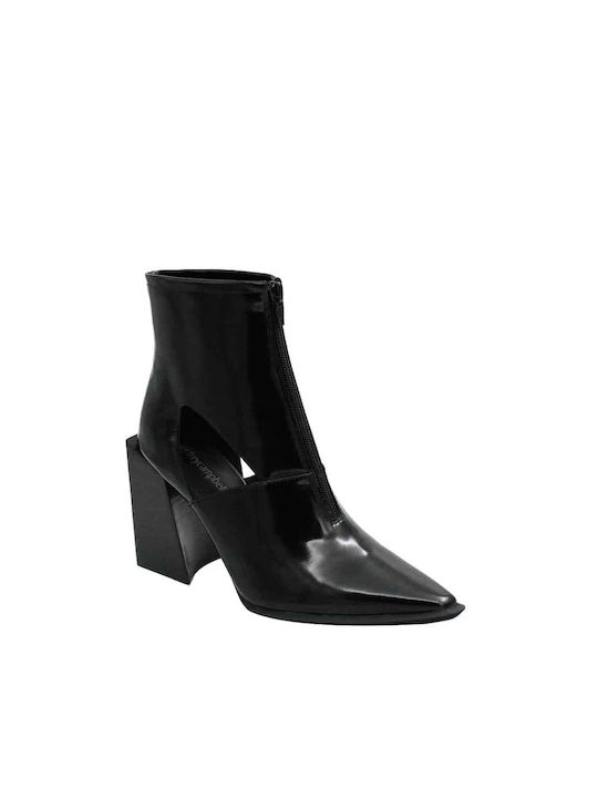 Jeffrey Campbell Ziren Leather Women's Ankle Boots with High Heel Black