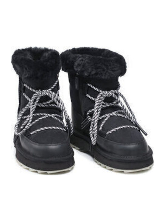 Suede Snow Boots Blurred Black