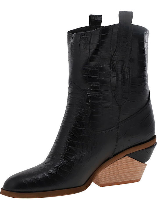 Leder Damen Knöchelstiefel Schwarz