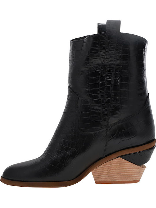 Leder Damen Knöchelstiefel Schwarz