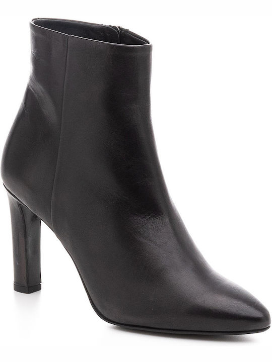 Philippe Lang Leather Women's Ankle Boots with High Heel Black