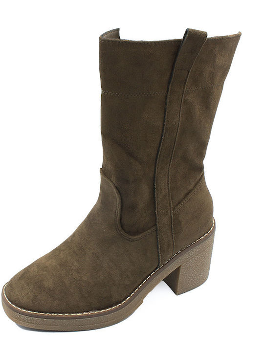 Wildleder Stiefeletten Damen Khaki