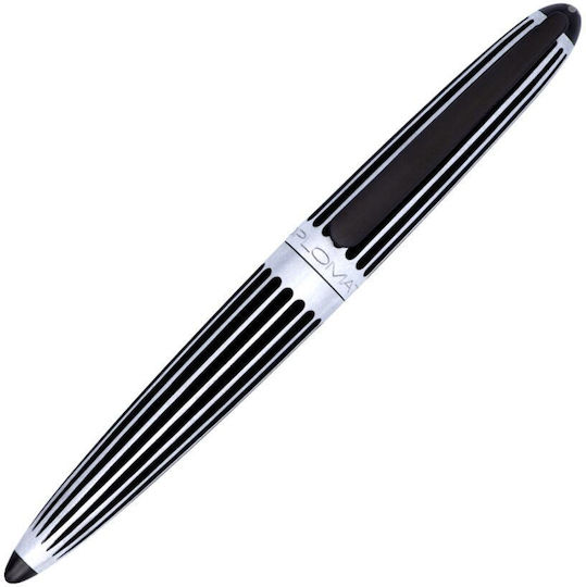 Diplomat Aero Stripes Stilou Medium Negru Din Aluminiu Cu Cerneală Neagră