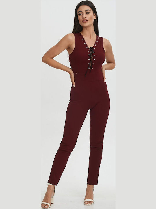 Women's Sleeveless One-piece Suit Burgundy