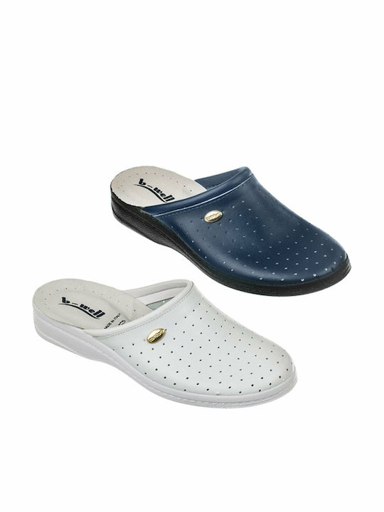 Leder Clogs Blau