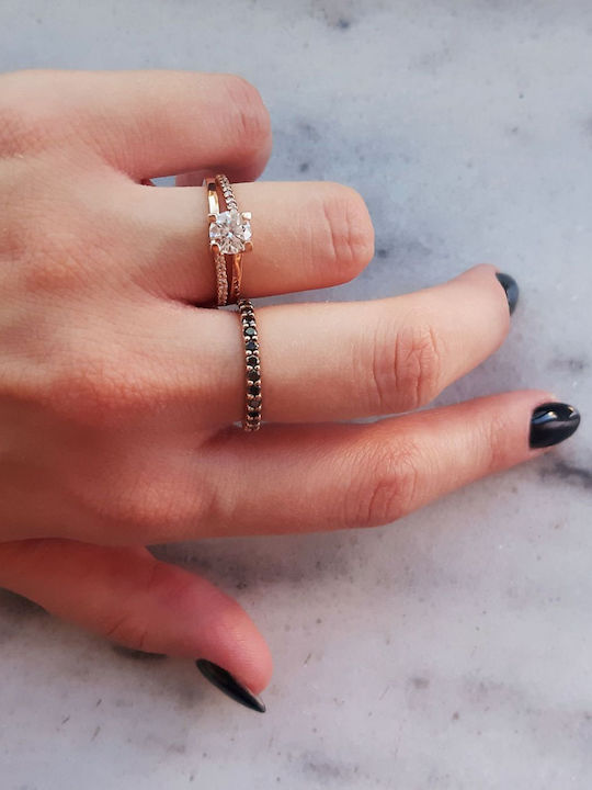Einzelner Steine Ringe aus Roségold 14K mit Zirkon