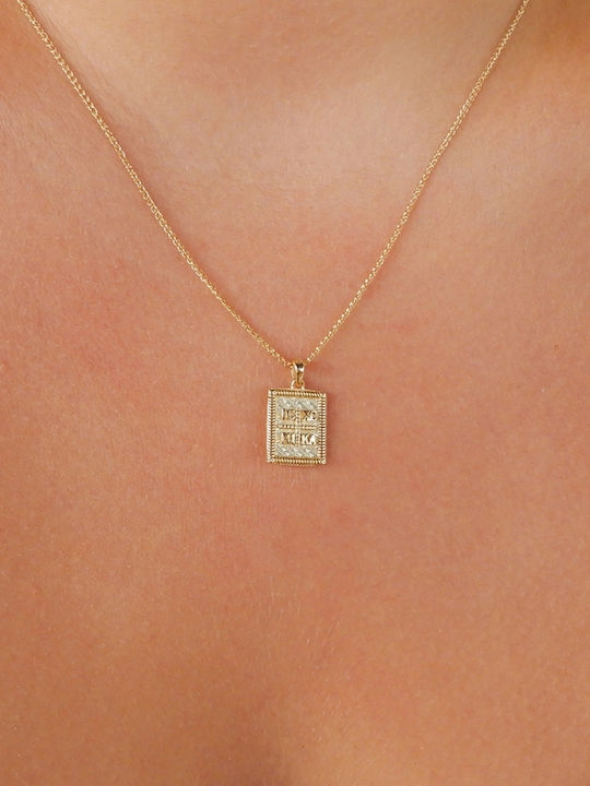 Art d or Anhänger Kinder Amulett Beidseitig mit Kette Konstantinato aus Gold 9K ARDP-KAL-220