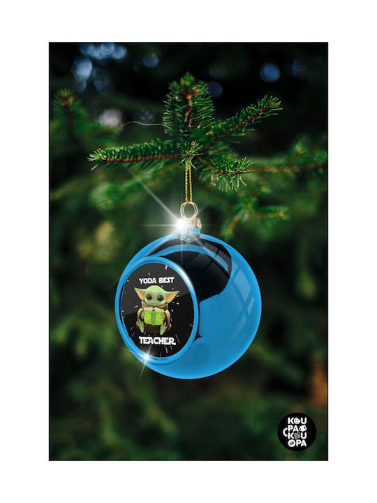 Yoda Best Teacher Weihnachtshänger Kugel Ornament Plastik Blau 8cm