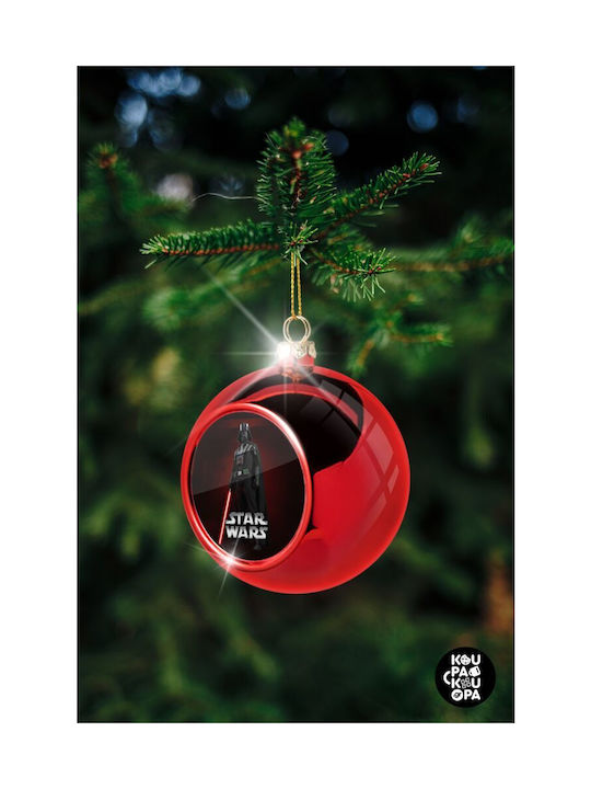 Darth Vader Ornament de Crăciun Bilă Plastic Roșu cu Pulbere de Aur cu Paiete 8buc