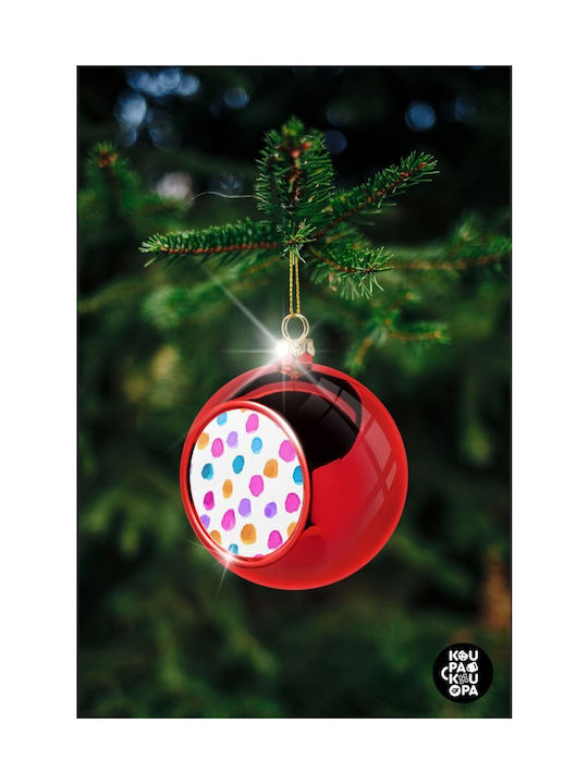 Watercolor Dots Ornament de Crăciun Bilă Plastic Roșu cu Pulbere de Aur cu Paiete 8buc