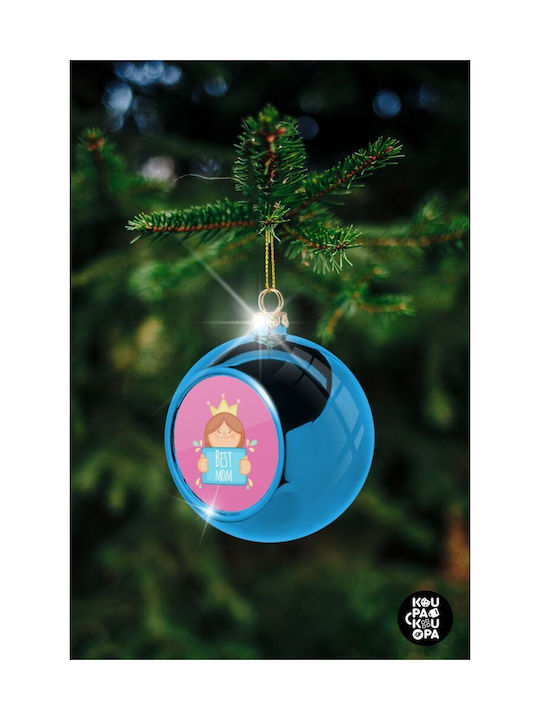 Best Mom Princess Weihnachtshänger Kugel Ornament Plastik Blau 8cm