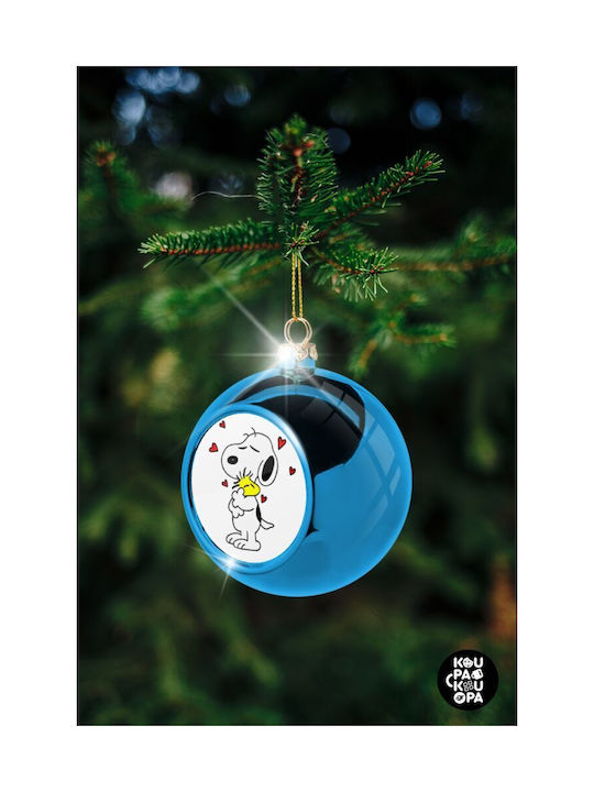 Snoopy Love Weihnachtshänger Kugel Ornament Plastik Blau 8cm