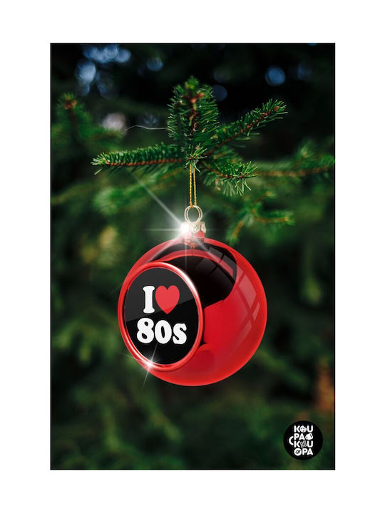 I Love 80s Christmas Plastic Ball Ornament Red 8cm