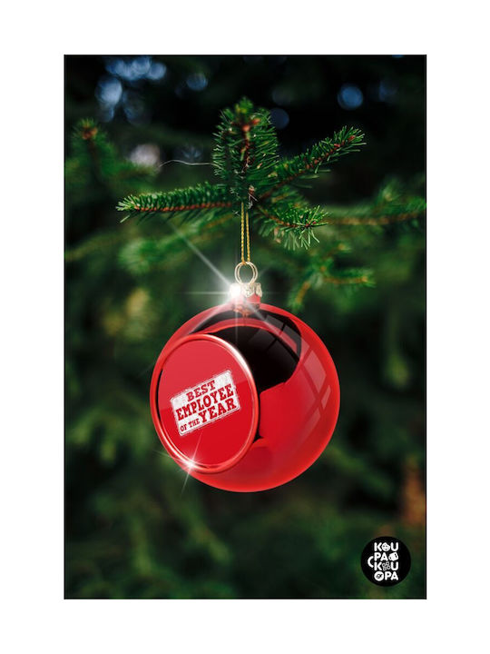 Best Employee Year Weihnachtshänger Kugel Ornament Plastik Rot 8cm