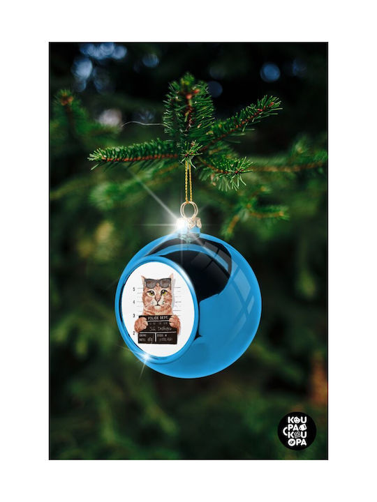 Cool Cat Weihnachtshänger Kugel Ornament Plastik Blau 8cm