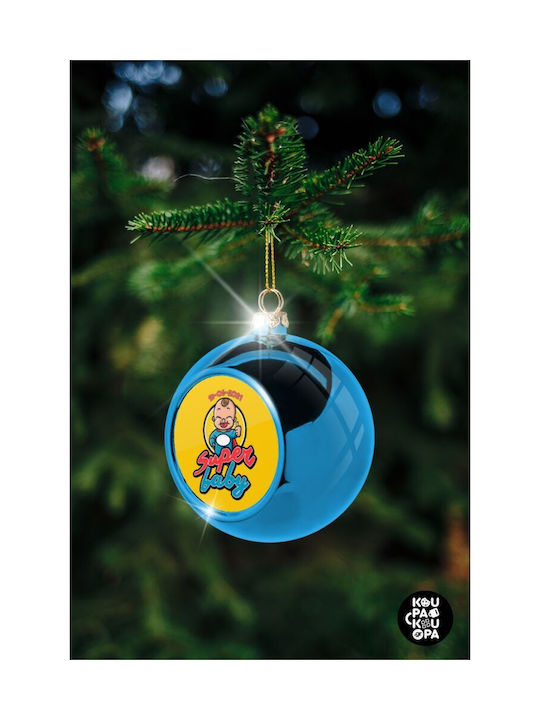 Super Baby Christmas Plastic Ball Ornament Blue 8cm