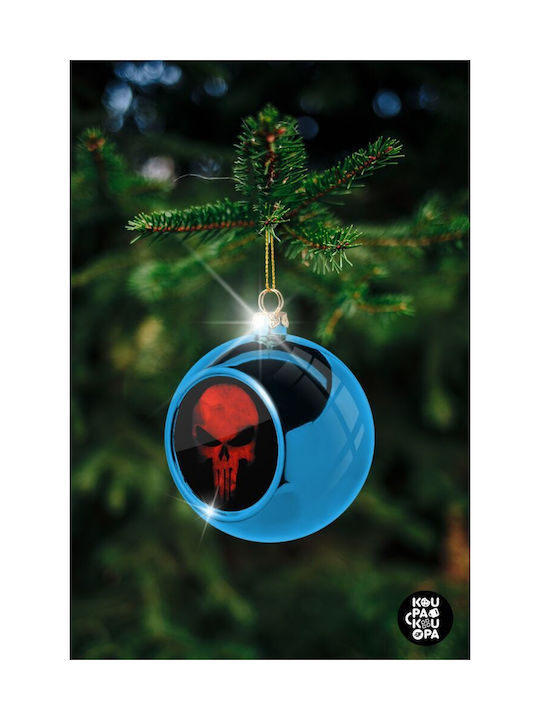 Skull Christmas Plastic Ball Ornament Red 8cm