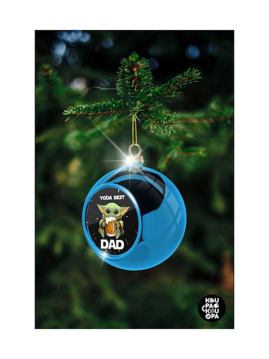 Yoda Best Dad Christmas Plastic Ball Ornament Blue 8cm